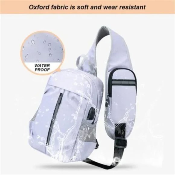New Sling Backpack Crossbody Outdoor light Grey - Picture 2 of 8